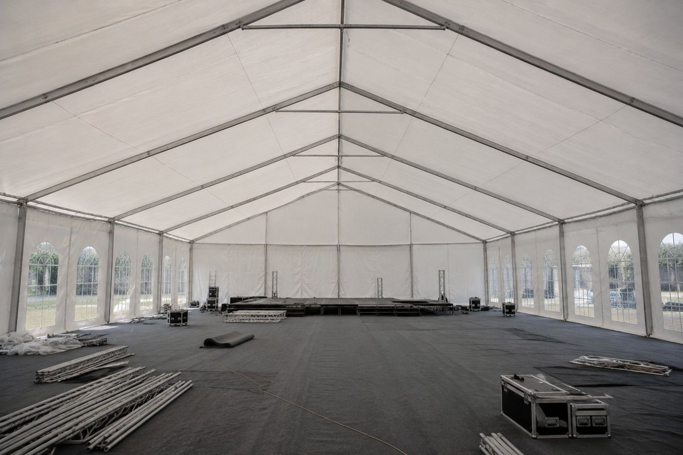 Inside a marquee during build