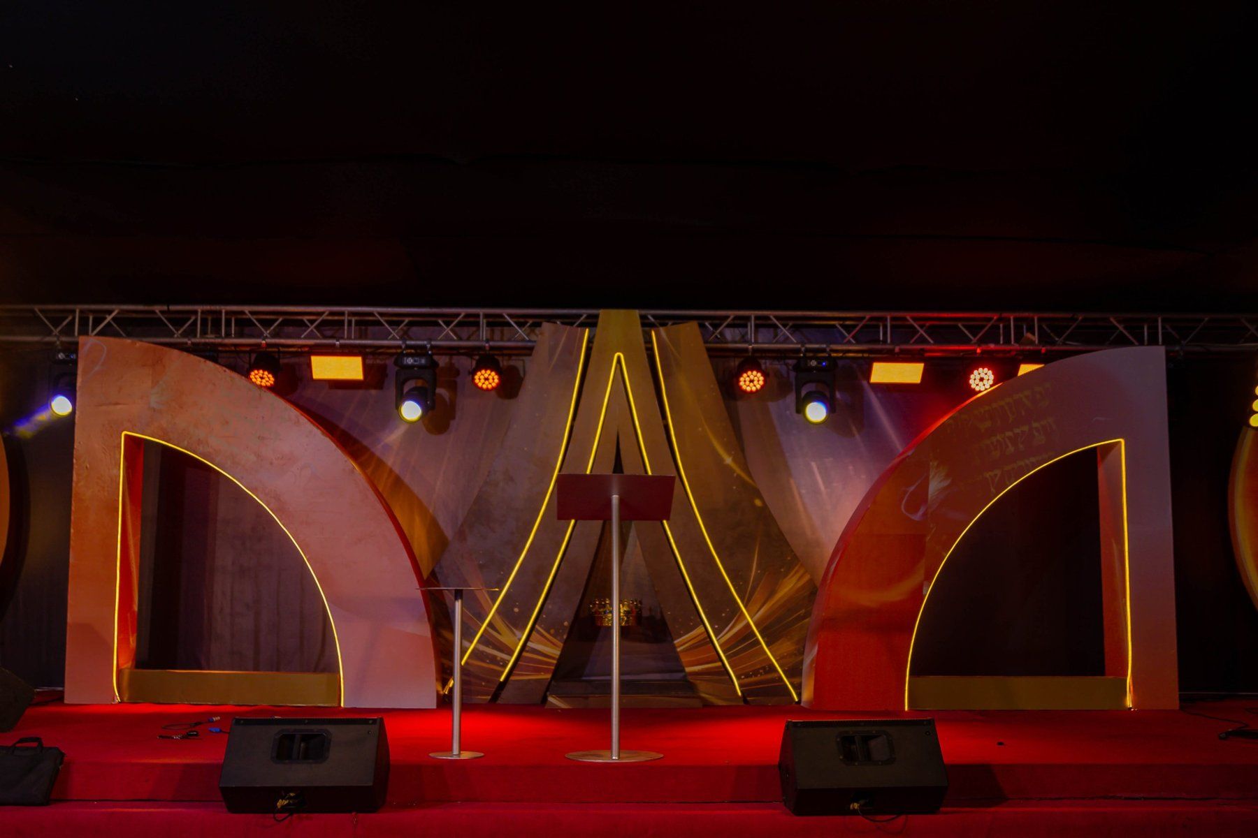 Custom stage set with LED outlines